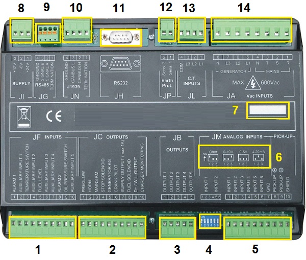 AUTOMATIC MAINS FAILURE CONTROLLER REAR VIEW