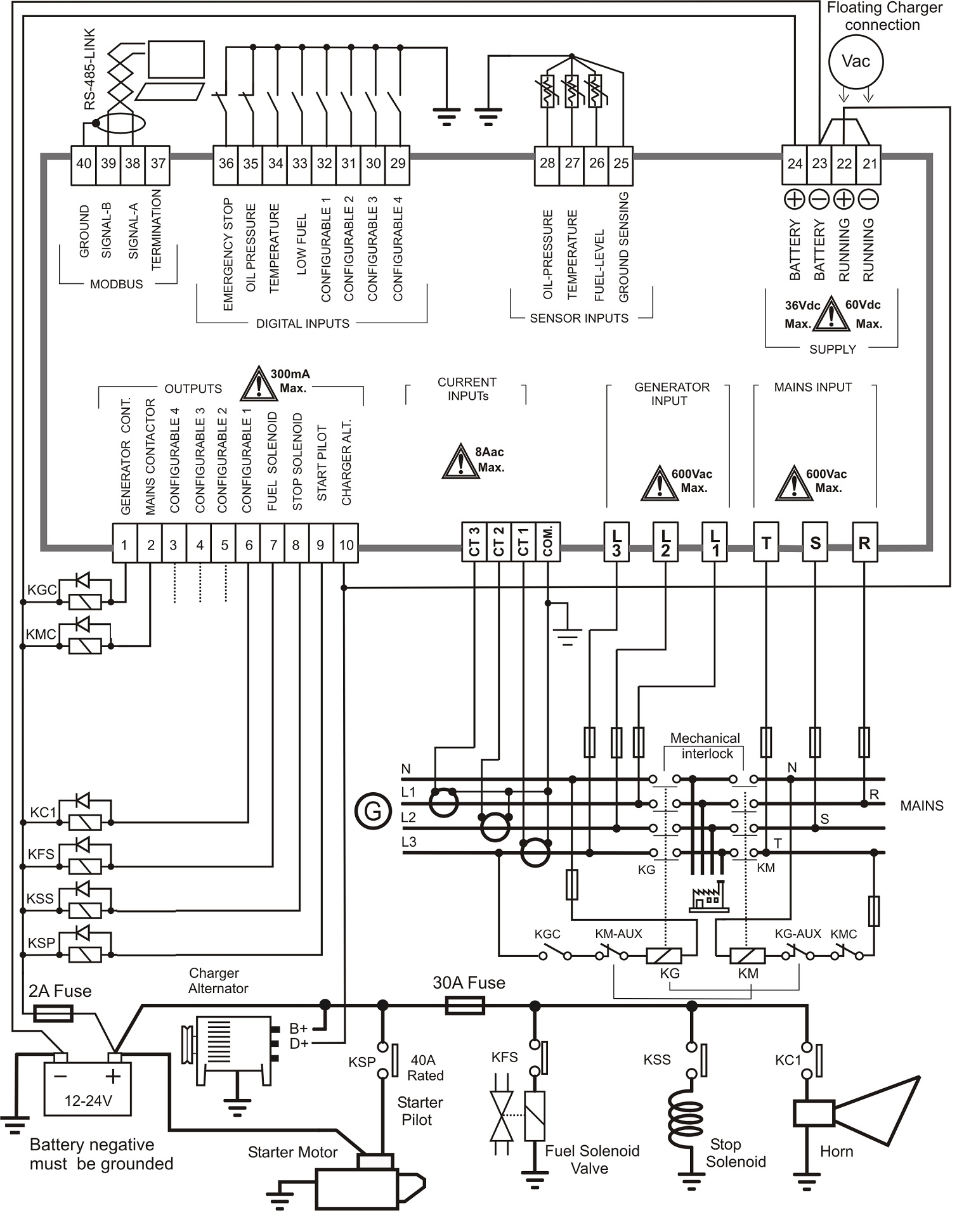 BE142 AMF CONTROLLER WIRING DIAGRAM