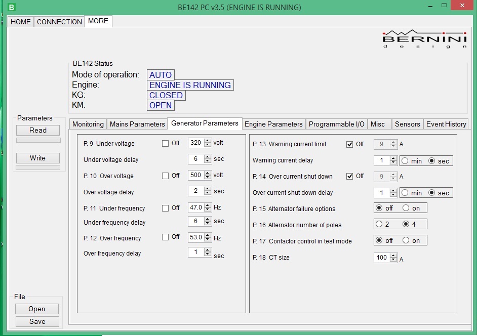 SETTING UP THE GENERATOR PARAMETERS