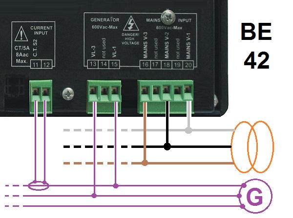THE BE42 AMF CONTROLLER 3-PHASE WIRING