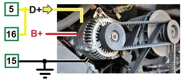 Connessione alternatore a cinghia