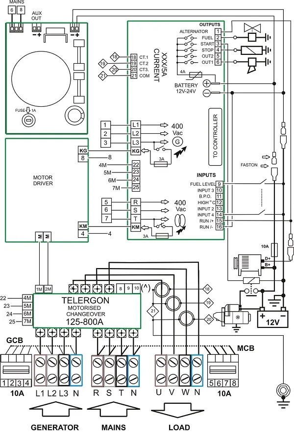 Motorised-Switch-Based ATS wiring diagram