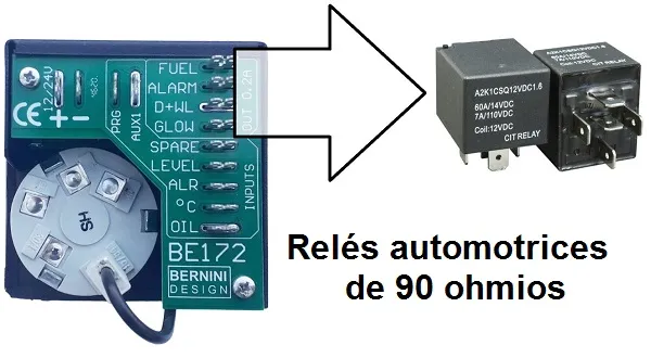 El Be172 puede controlar relés de 12 V o 24 V